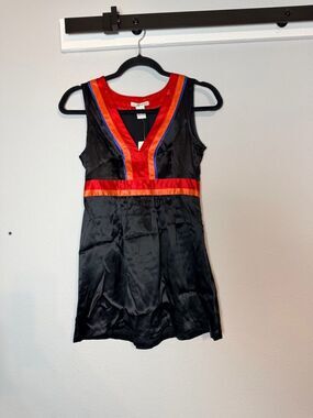 Kensie Silk Tank Sleeveless Blouse XS NWT Mod Y2K Black Red Orange Blue